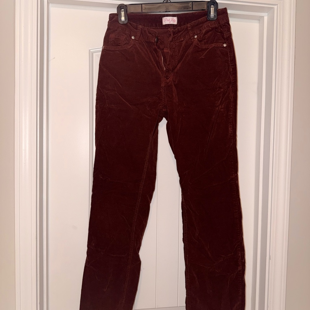 Pink Lily Burgundy Corduroy Pants